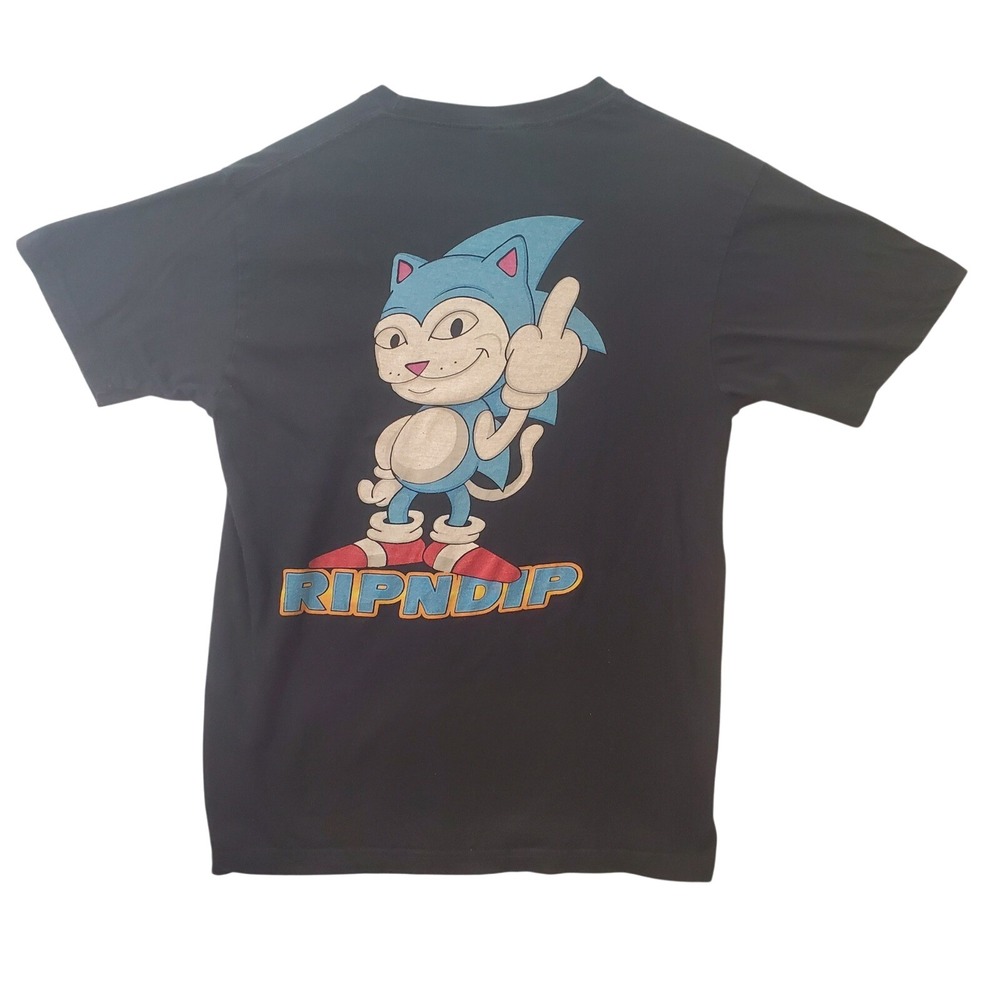 RipNDip Mens Lord Nermal Sonic Parody Graphic T-Shirt Black Medium Short Sleeve